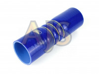 Патрубок силиконовый 0 градусов 63 мм двойной демпфер 250 мм (синий)