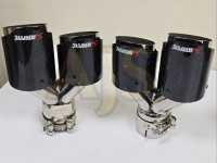 Насадка на глушитель Akrapovic style с карбоном 63/89 двойная пара (глянец) УЦЕНКА