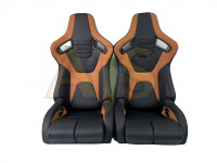 Сиденье спортивное полуковш LM A095 кожа пара (черно-коричневый)