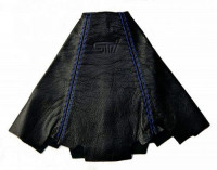 Чехол КПП STI универсальный натур. кожа (Россия) (синяя строчка)