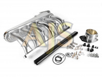 Коллектор впускной фрезерованный BMW M54 c дросселем 90мм и топливной рейкой (серый)