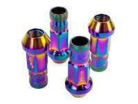 TPI гайки спортивные стальные 53мм М12*1.25 4 шт c насечкой радуга