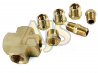 Адаптер-тройник для установки датчиков давления масла в блок,  латунь