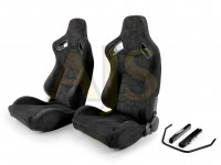 Сиденье спортивное полуковш LM A074 замша пара размер - M (черный)