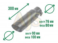 Насадка на глушитель черная double roll 76х300мм