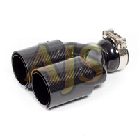 Насадка на глушитель M style двойная с карбоном 76х190мм (глянец)