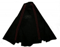 Чехол КПП STI универсальный натур. замша (Россия) (красная строчка)