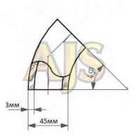 Отвод SS304 для глушителей 45мм*3мм. 45гр