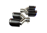 Насадка на глушитель Akrapovic style с карбоном двойная пара обожженная 63х188мм