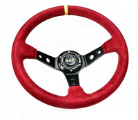 Руль OMP вынос замша красный